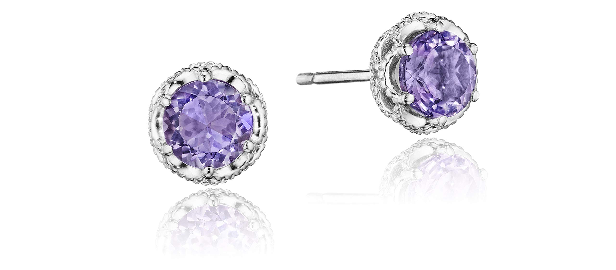 TacoriSE24001 Sterling Silver Lilac Blossoms Petite Crescent Crown Amethyst Stud Earrings