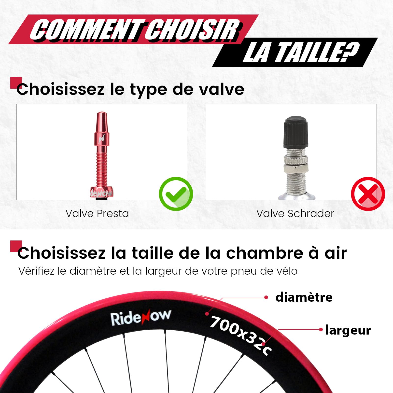 RideNow Lot de 2 chambres à air en TPU Gravel 700 x 32-47C VTT 27-29", ultra légères