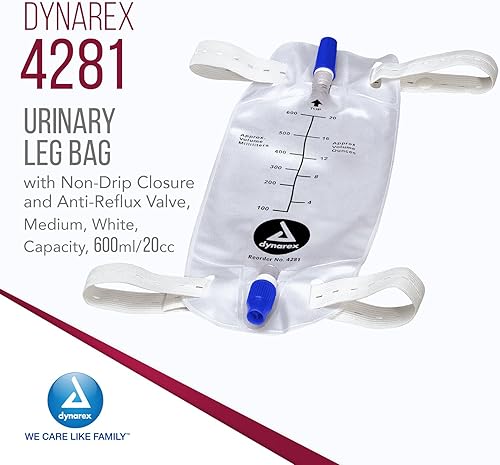 Miniatura 2 de Dynarex Bolsa para piernas urinarias, para usar con catéter, tiene un cierre antigoteo y válvula antirreflujo, capacidad de 20.3 fl oz20 oz,
