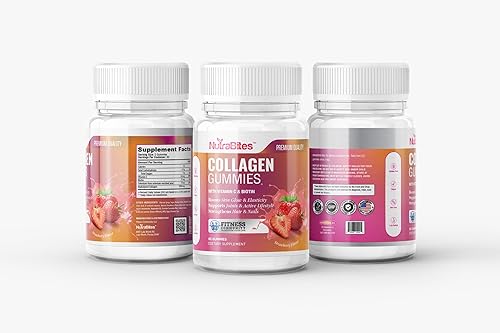 Miniatura 2 de Gomitas de colágeno para la salud de la piel, el cabello y las uñas, 1000 mg de péptidos hidrolizados con vitamina C y biotina, apoya las