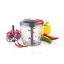 Clazkit Plastic Kitchen Dori Handy Vegetable and Fruit Manual Onion Dry Fruit Salad Maker Vegetable Quick String Chopper Machine, Cutter – 6 Stainless Steel Blades, 900ml/1000ml, (Color May Vary)