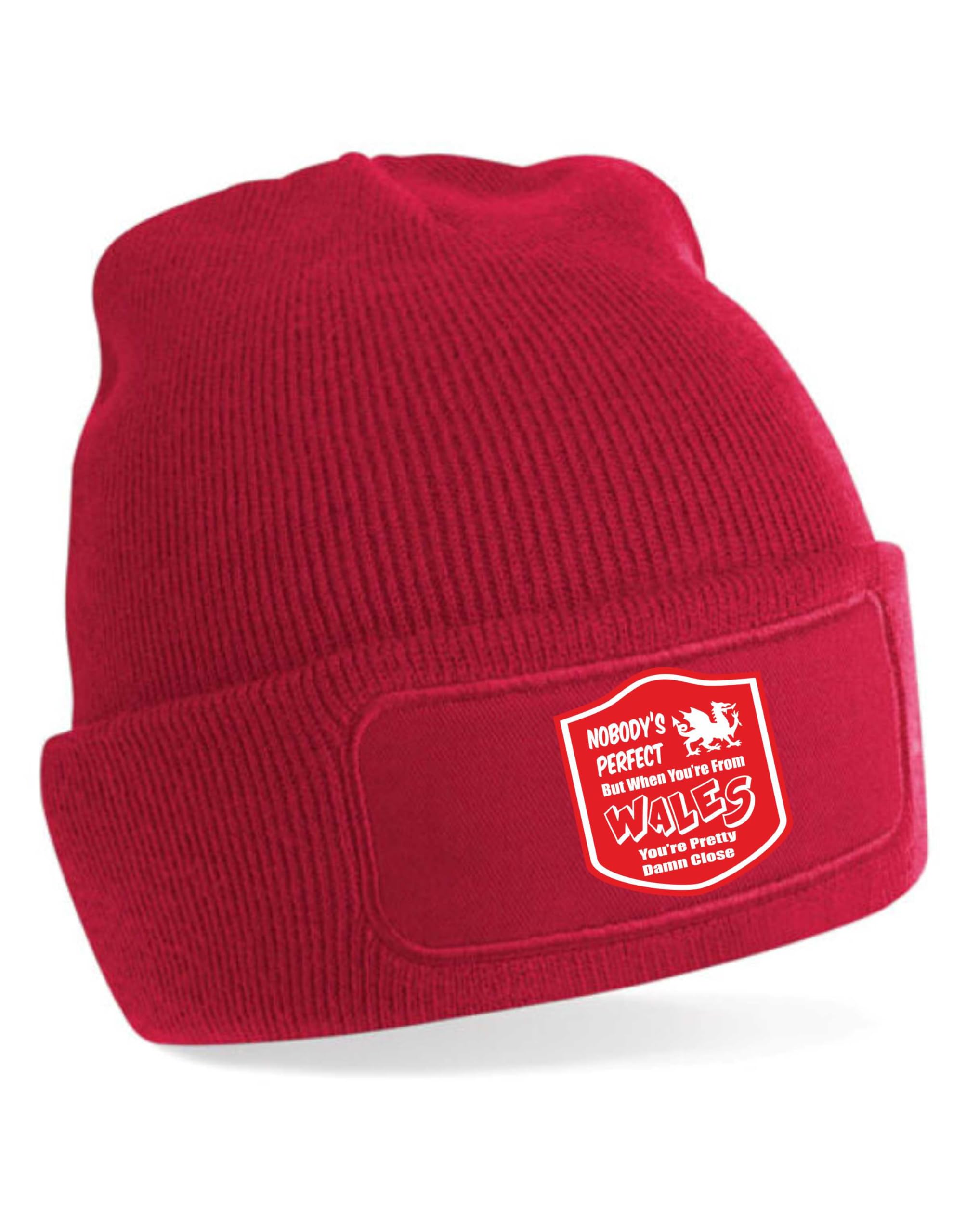 Print4u Women's Red Proud To Be From Wales Beanie Hat Welsh Funny Birthday Gift Unisex