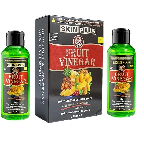 SKINPLUS Ammonia Free Fruit Vinegar Hair Color Gel | Natural Black | Nourishing Hair Dye with Shine & Softness | 100ml × 2