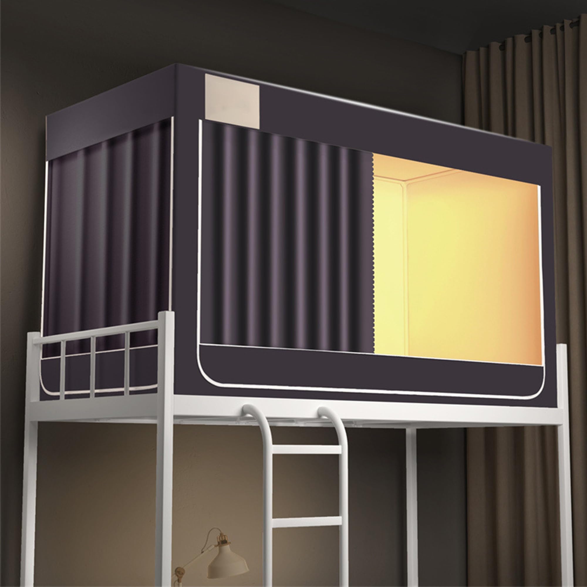 Bed Tent Twin,Privacy Tent for Bunk Bed,Bed Canopy with Bed Frame,House Bed Tent,Breathable Windproof Dustproof Bed Curtain Loft Bed x4 pcs (Color : Dark gray, Size : 75" L x35 Wx35 H)