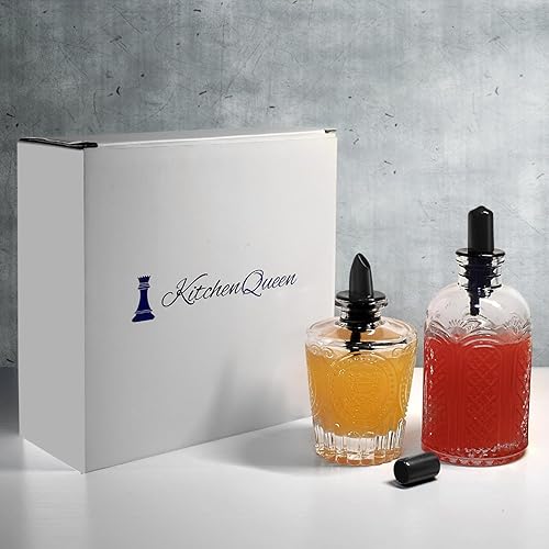 Miniatura 5 de Kitchen Queen Juego de 2 botellas de jarabe, dispensadores de vidrio con tapas a prueba de fugas y boquilla de vertido, perfectas para jarabes de