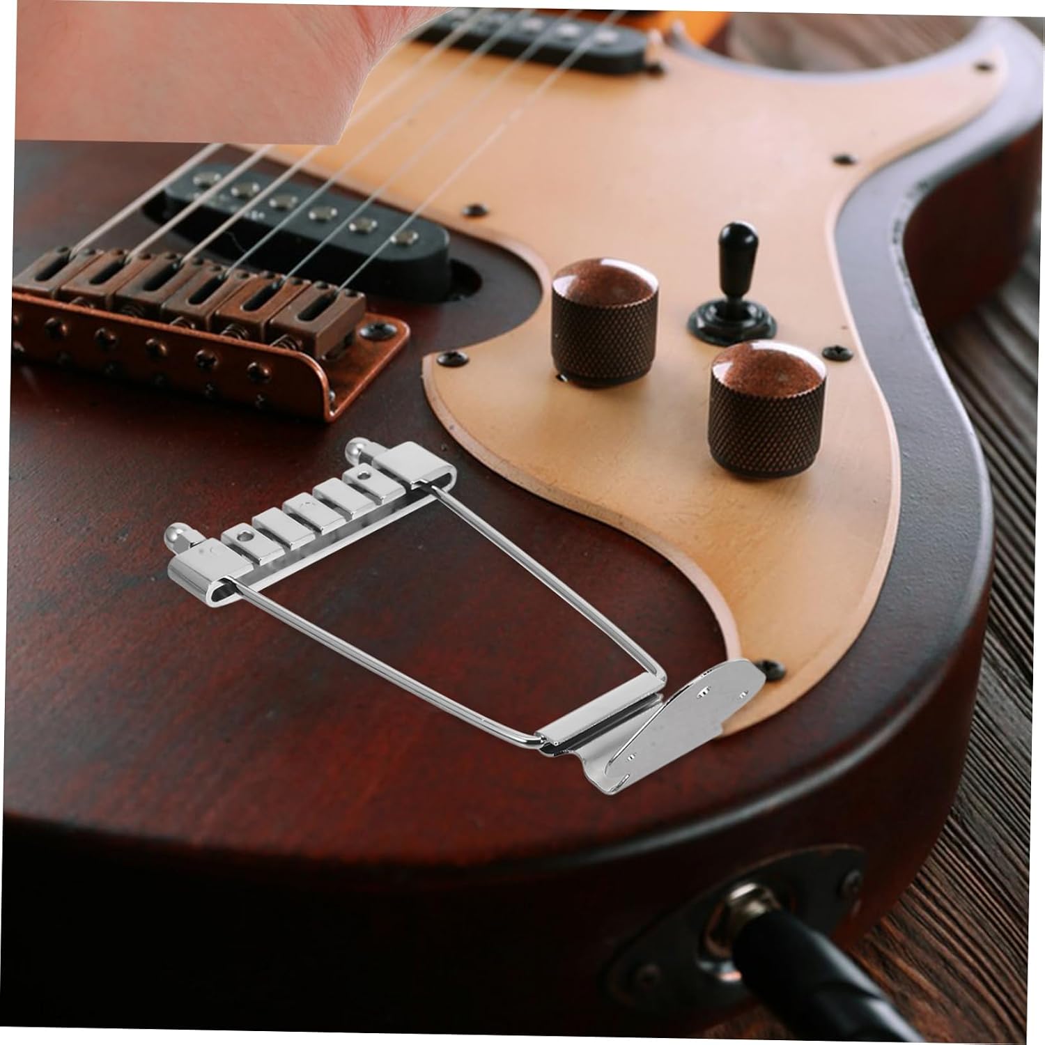 Professional Silver Tailpiece String Guitar and Bass Bridge Replacement for Jazz Archtop Electric Guitars String Spacing No Mounting Screws Included