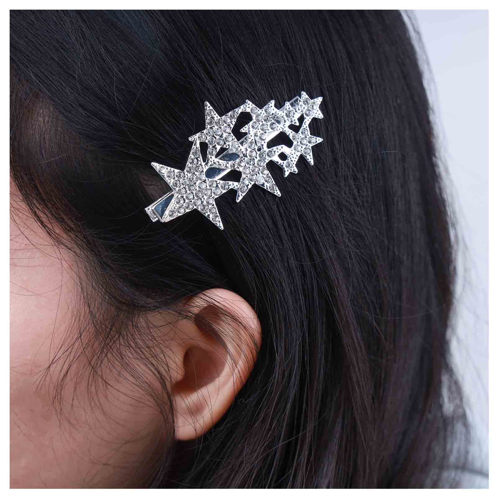 Amazon.com : Allereyae Rhinestone Star Hair Barrette Crystal  display picture 2