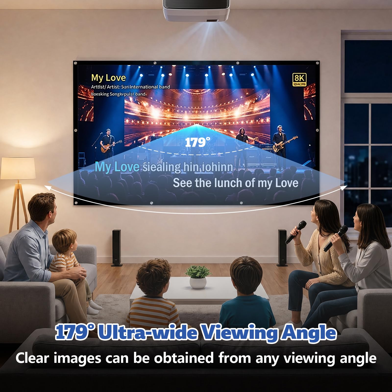 Leinwand Beamer 100 Zoll, 16:9 HD Faltbarer Beamer Leinwand, Anti-Falten 4K Projector Screen, Doppelseitige Projektion Leinwände für Camping und Heimkino, Zuhause Schule Treffen(221 x 125cm)