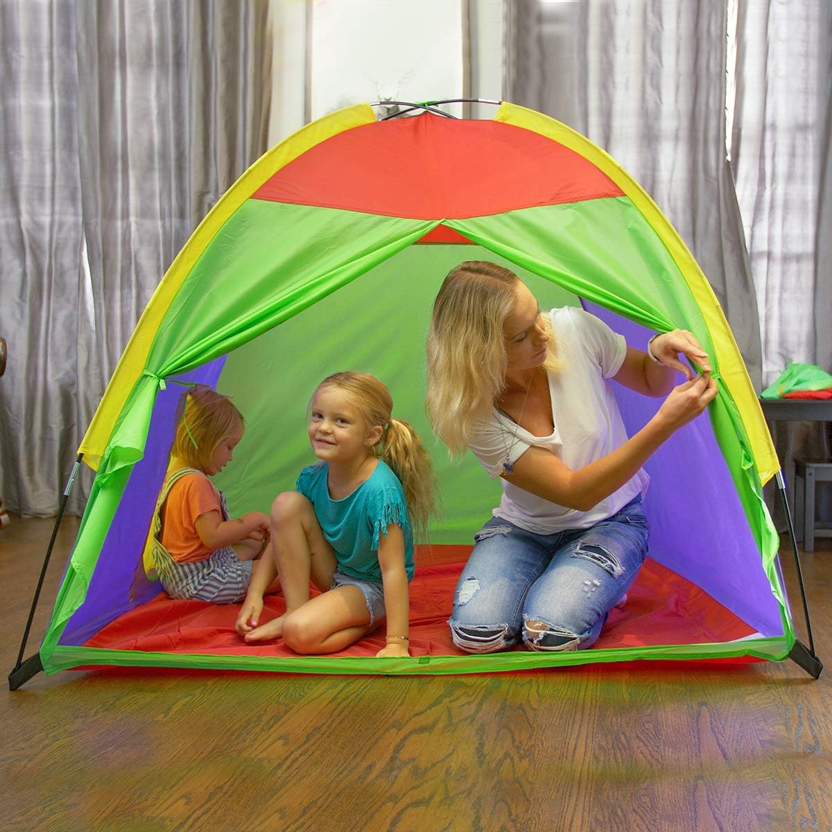 Multicolor Fiberglass Kids Pop-Up Play Tent 58"