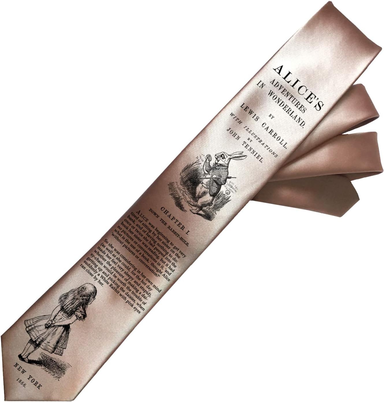 Alice in Wonderland Necktie, Book tie, Alice's Adventures in Wonderland by Lewis Carroll Necktie