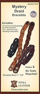 Pitka Leather 8 Mystery Braid Leather Bracelets Kit - Adjustable Braiding Ready Leather Bracelets - Made in USA