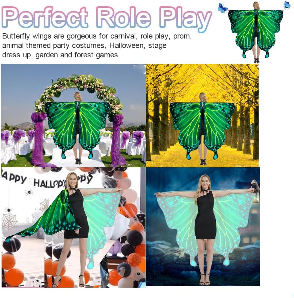 Miniatura 5 de Butterfly Wings Adult Costumes Fairy Wing Cape Womens Shawl Colorful Nymph Pixie Accessory for Christmas Halloween Cosplay