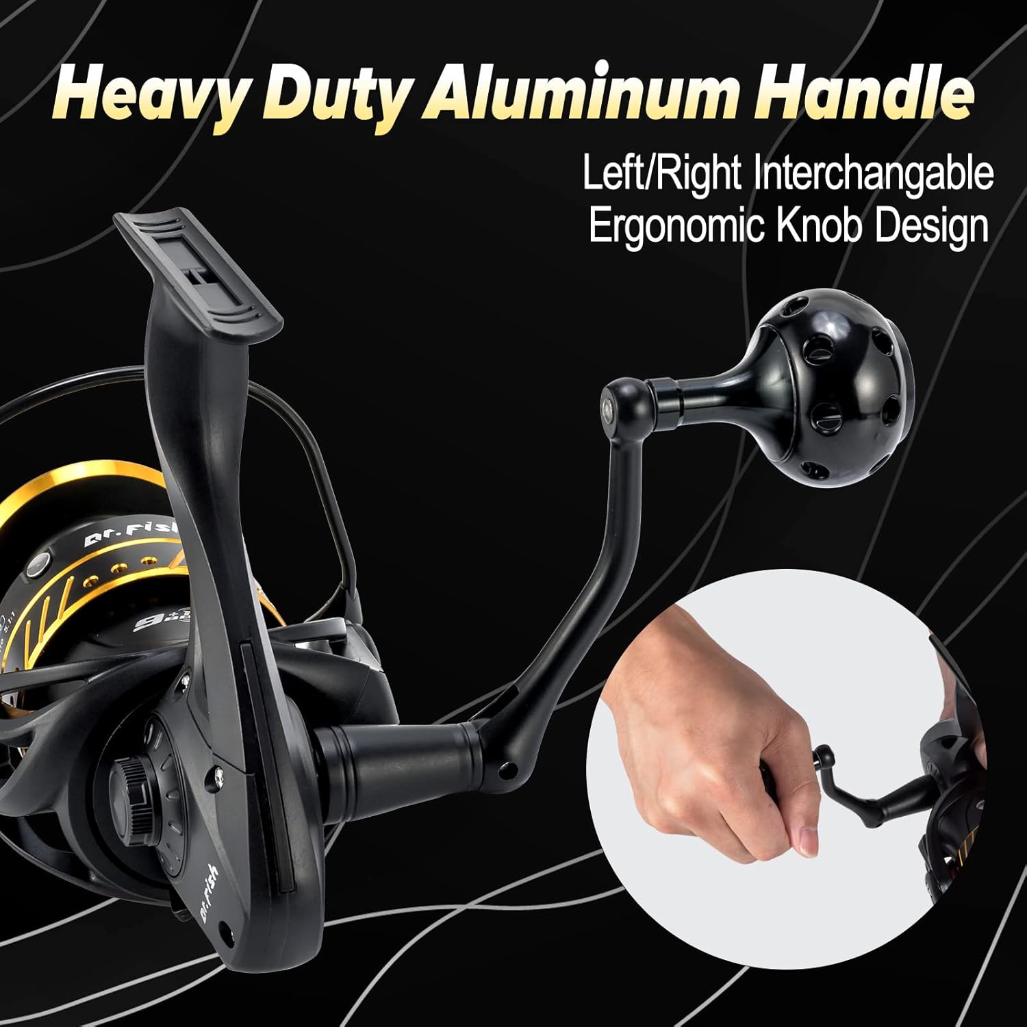 Dr.Fish Poseidon Spinning Reel, 9+1 Ball Bearings, Graphite Body, 25LB Carbon Fiber Drag, CNC Aluminum Spool and Handle Saltwater and Freshwater Fishing Reel