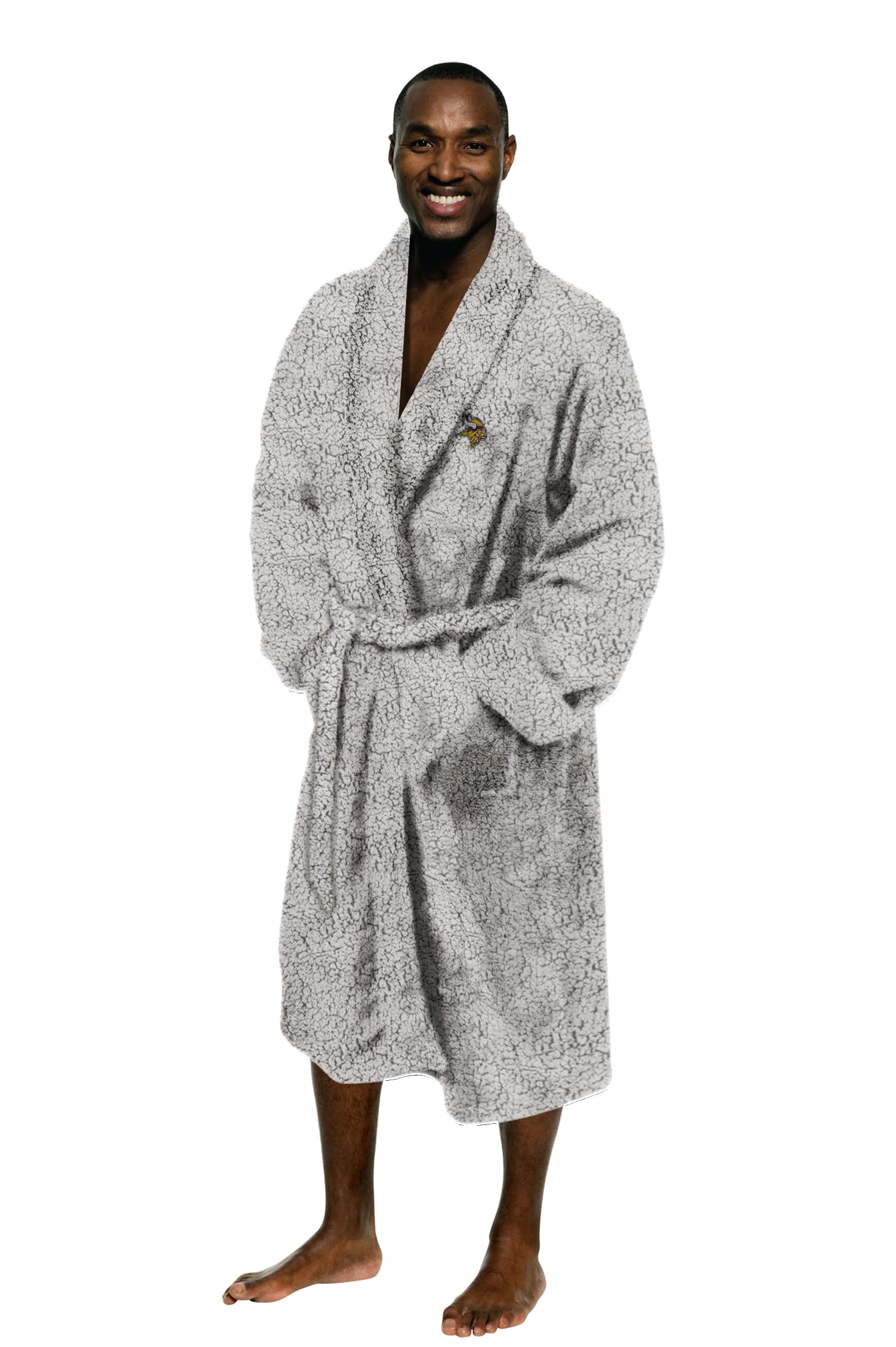 NORTHWEST NFL Men's One Size Fits Most Soft Sherpa Lounge Bathrobe, Minnesota Vikings