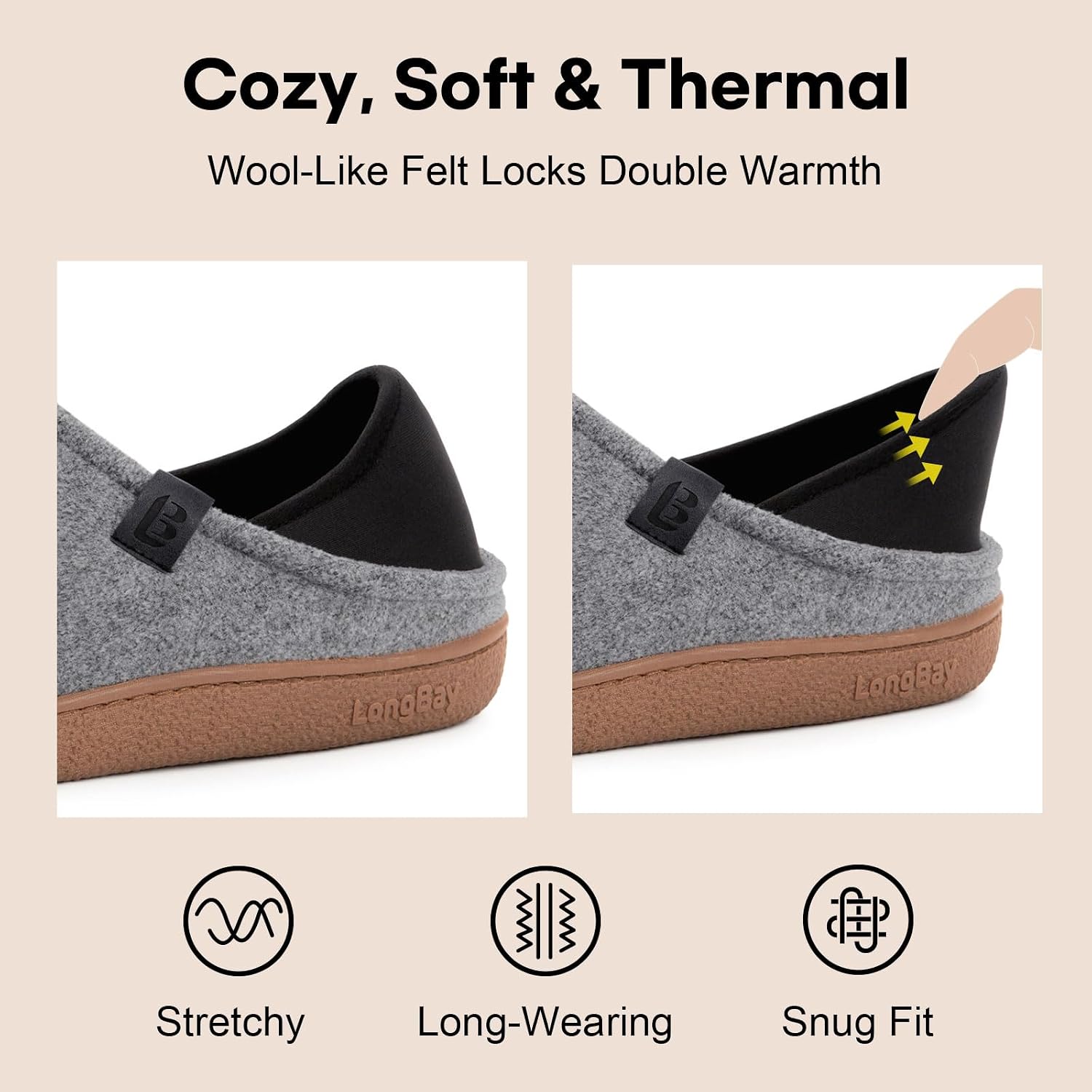 LongBay Mens Slippers with Removable Insole Gifts House Shoes for Indoor image 4