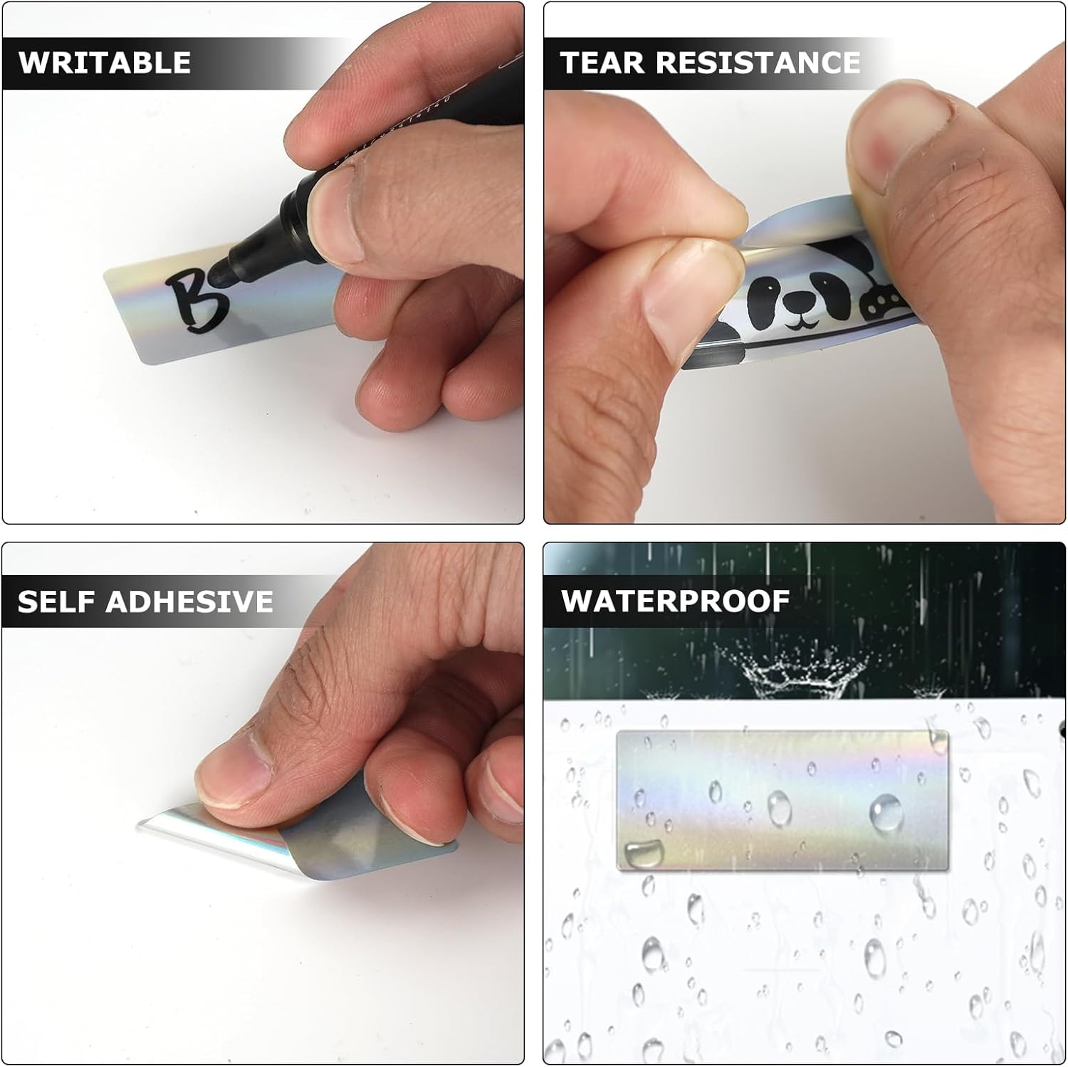 Silver Thermal Labels Vinyl 1 × 2 Inch Self-Adhesive Holographic Direct Printable Address Stickers Roll Waterproof Printer Decals for QR Code DIY Name Tag 200 PCS - Image 7