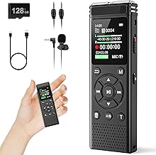 Grabadora de voz digital de 136 GB con reproducción, dispositivo de grabación de audio de 9000 horas, grabadora activada por voz con reducción de ruido, repetición A-B, reproductor MP3 y contraseña