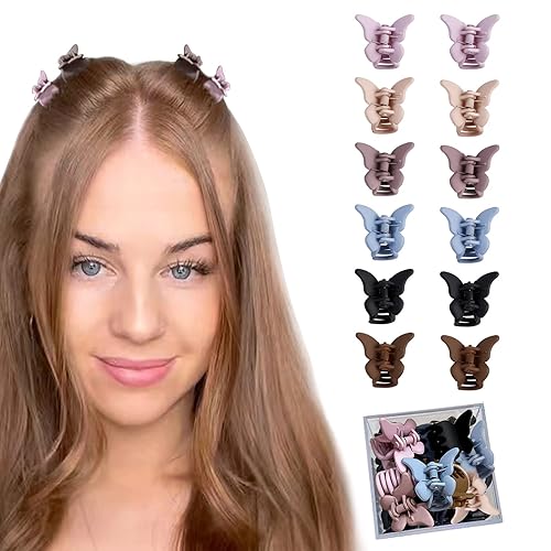 Miniatura 1 de FRDTLUTHW Pinzas pequeñas para el cabello de seis colores pinzas de mariposa para mujeres y niñas paquete de 12