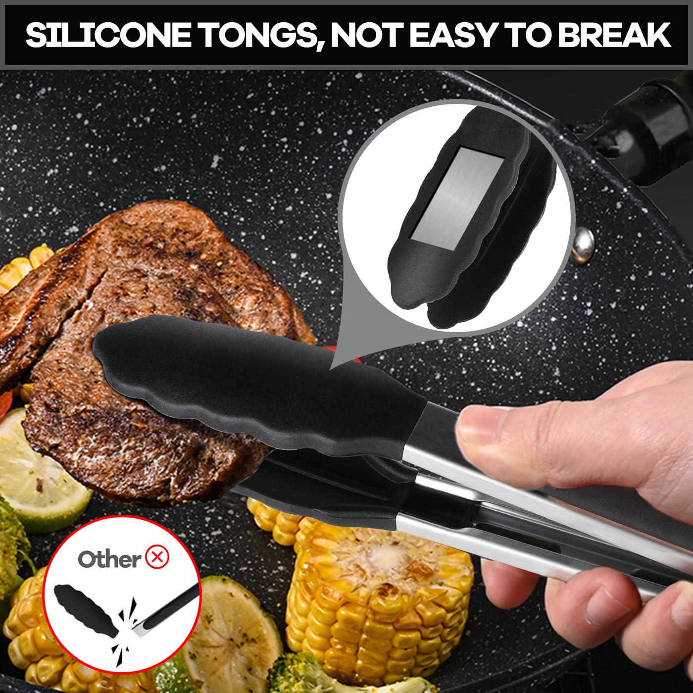 Lot De 2 Pinces De Cuisine Avec Embouts En Silicone, 1 Vert Foncé (27,5