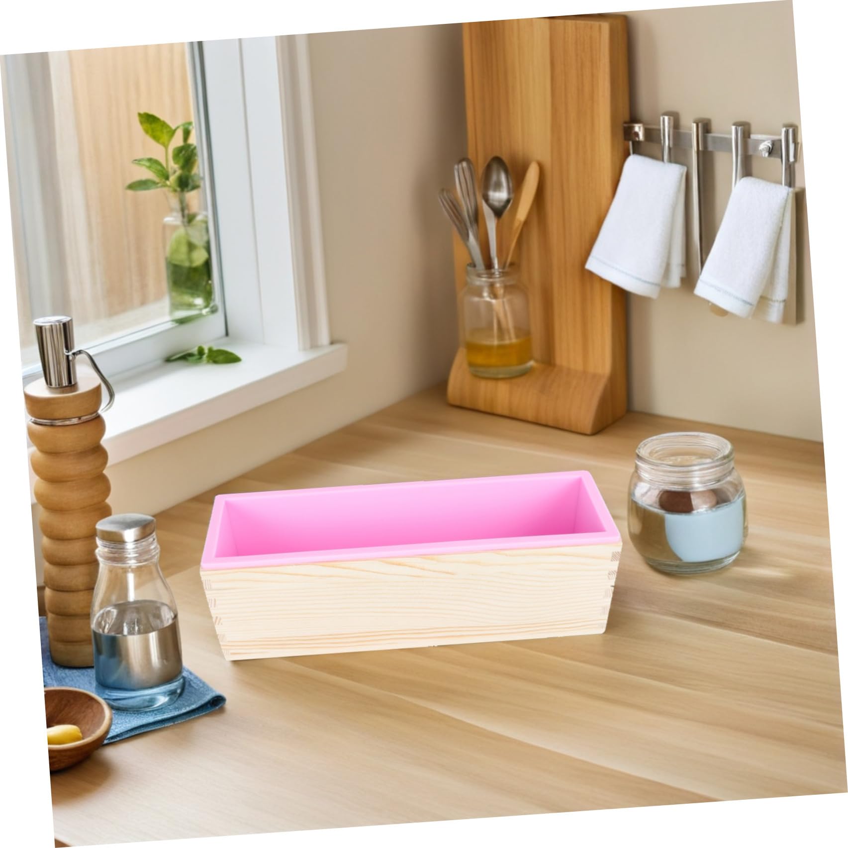 Holz-toastform mit Deckel Langlebige Flexible Brotbackform aus Holz und Silikon Vielseitige Kastenform für Ofen Sauerteig Kuchen und Seifenherstellung Brotdose für Frische