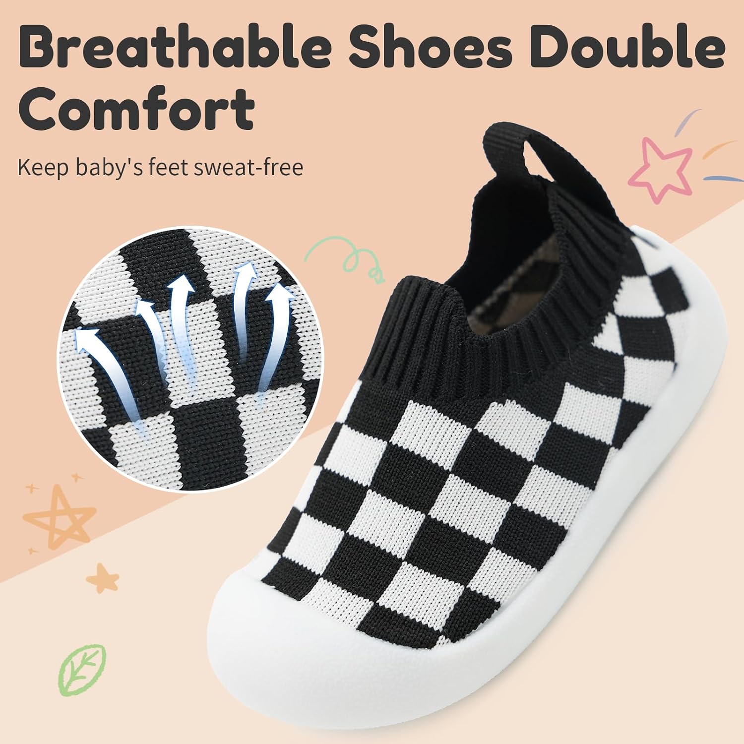 Toddler Shoes 6-24 Months Infant Sock Shoes Lightweight Breathable Walking Baby Booties Boys Girls