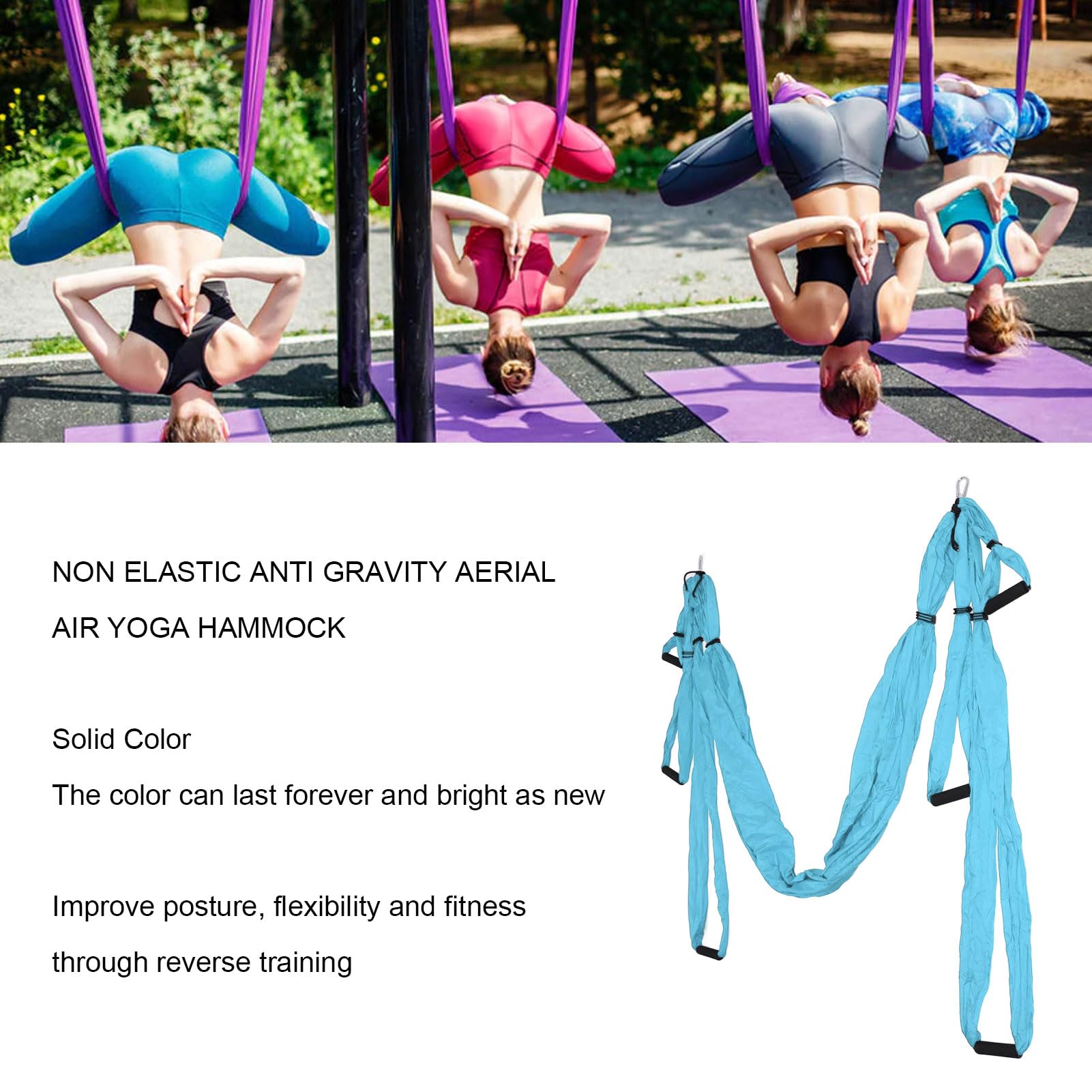 Topiky Set Altalena Aerea per Yoga, Altalena Sospesa per Amaca Yoga, Cotone Poliestere Regolabile Migliora la flessibilità Amaca Yoga Strumento di Inversione Yoga per Esercizio Fisico