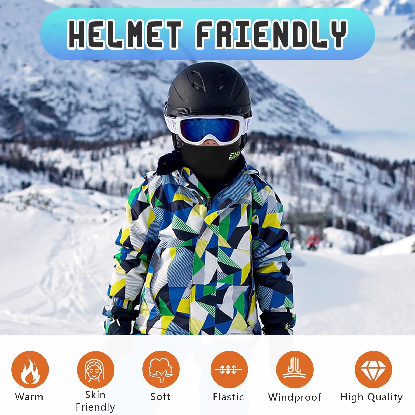 TAGVO Tour de Cou pour Enfants, Tour de Cou pour Garçons et Filles de 4 à 10 ans, Masque Cagoule Multifonction Coupe-Vent pour Activités en Extérieur-Taille Universell