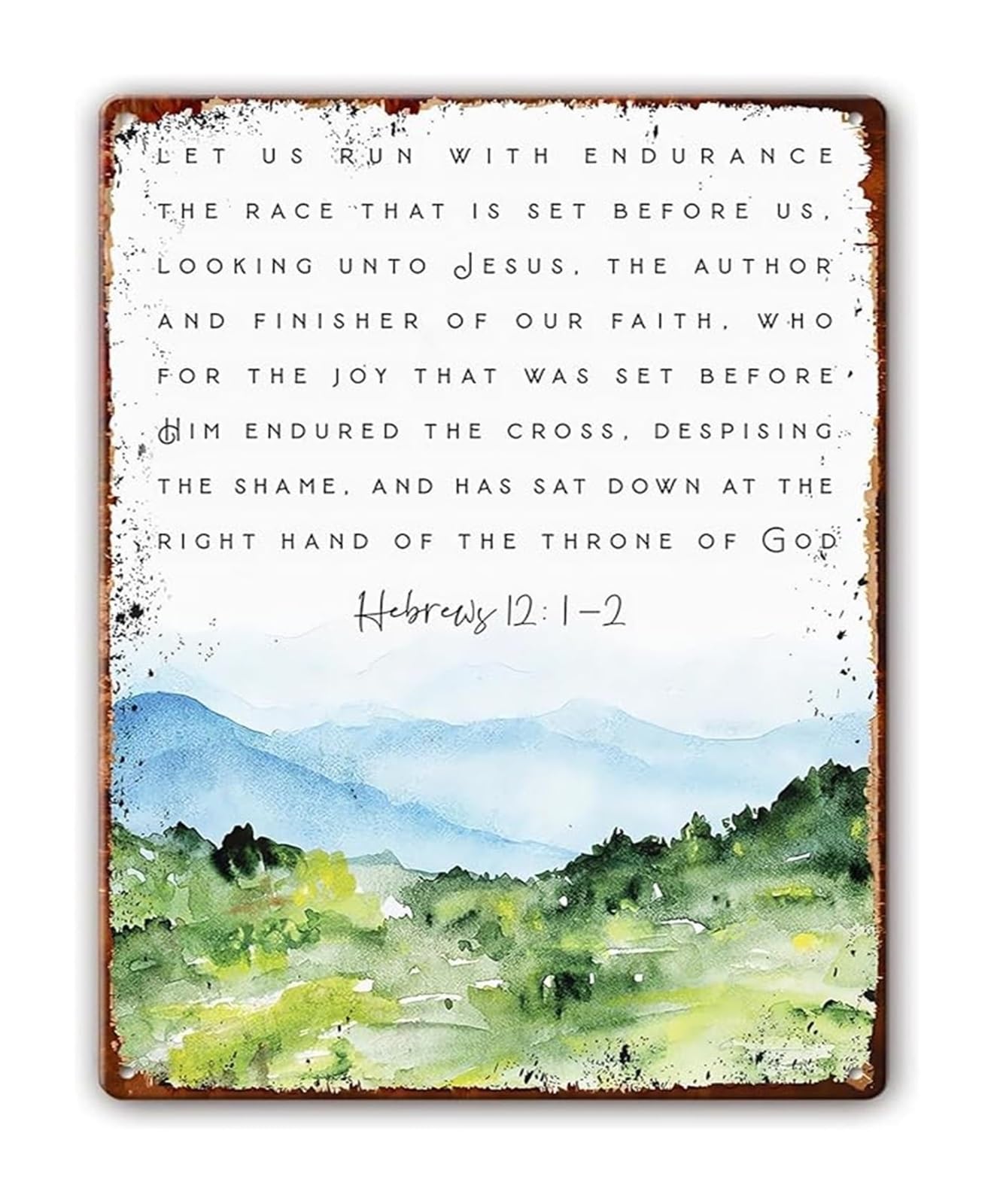 HDKYSWBUEJ Vintage Tin Sign Let Run with Endurance The Race Bible Quote Christian Inspirational Wall-Art for Home Gym Church 8 X 12 in