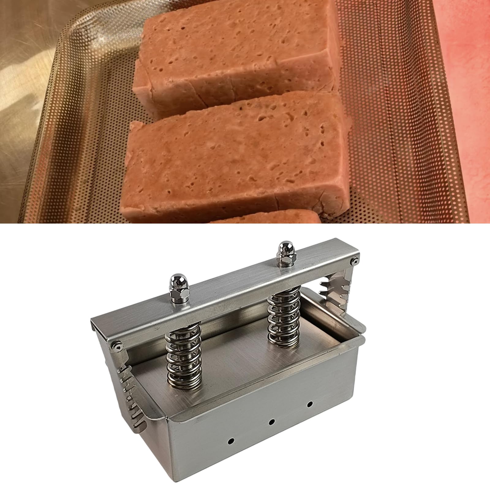 Edelstahl Fleischpresse Fleischklopfer, Schinkenmacher Fleischpresse, Fleischpresse Werkzeugkasten, rechteckig, Presswerkzeug für hausgemachte Rindfleisch, Huhn, Schwein, Steaks, 1.5 KG B