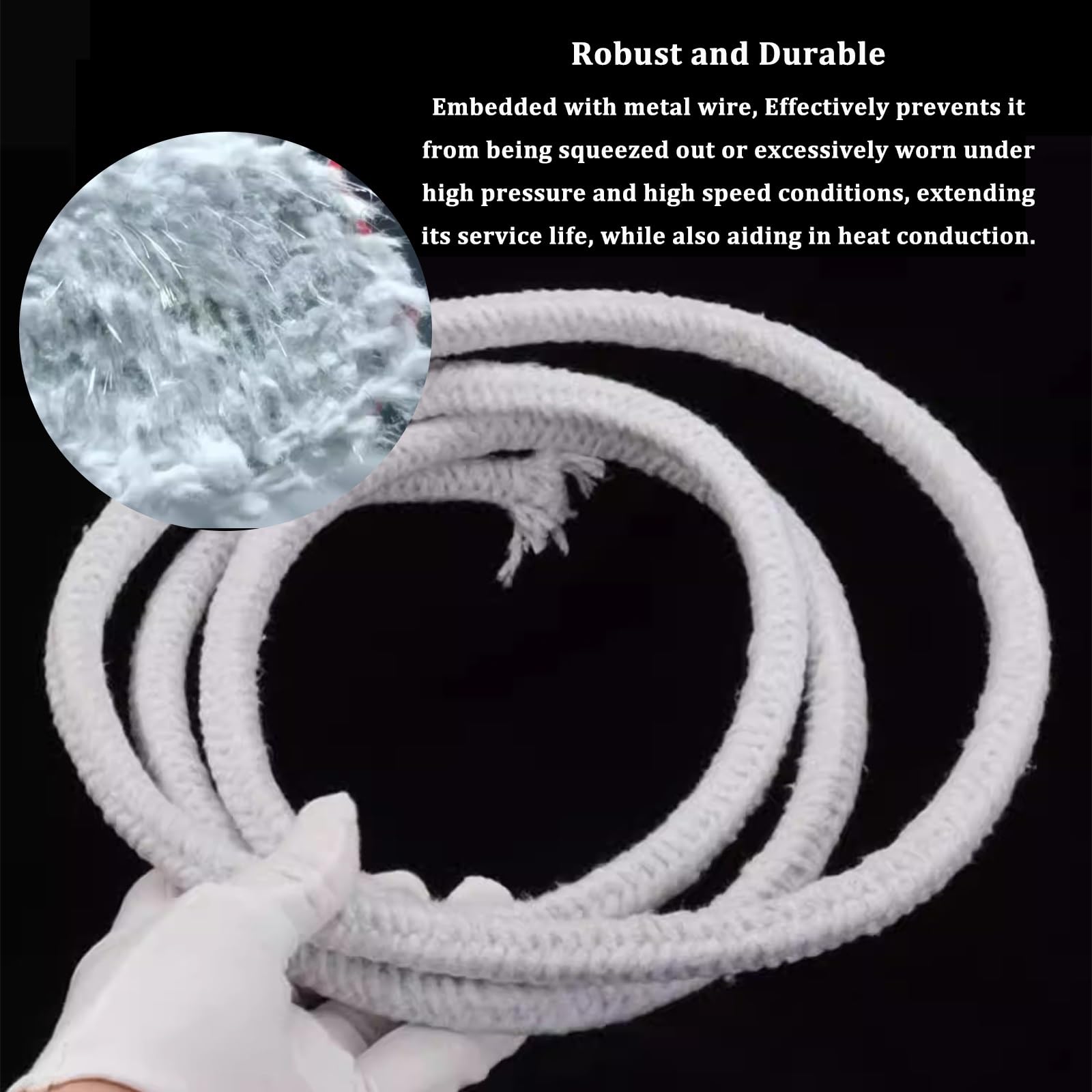 Corda di imballaggio in fibra di ceramica, guarnizione ad alta temperatura per stufa, caldaia, fornace, forno, forno, lunghezza 2,5 m, guarnizione durevole per varie applicazioni,