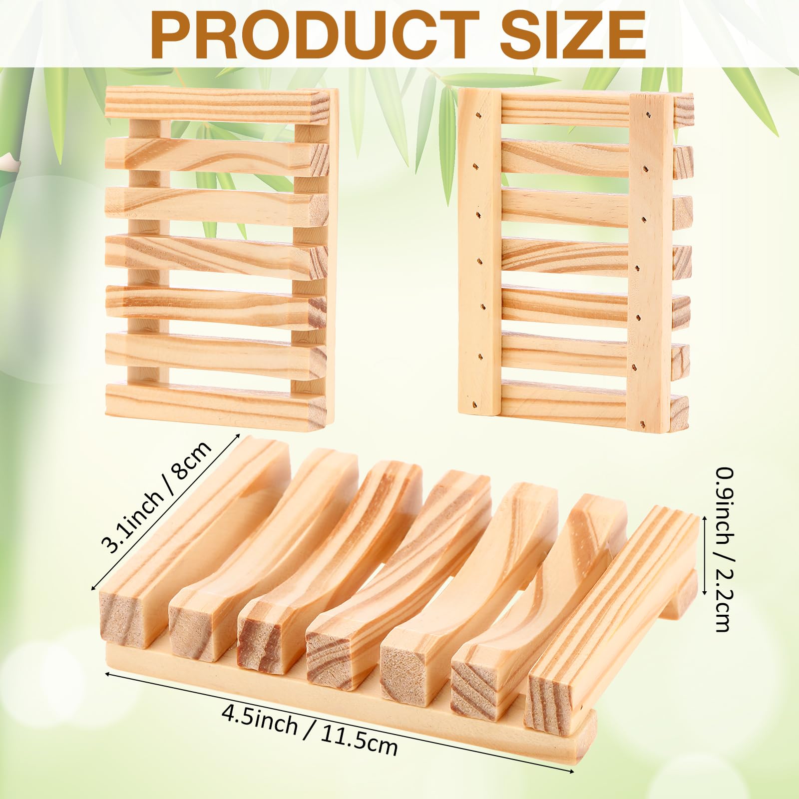 Skylety Jabonera de madera para ducha, jabonera de drenaje, bandeja de jabón para baño, cocina, viaje, esponja, champú, fregadero, 4.5 x 3.1 x 0.9 pulgadas (color madera, 30 piezas)