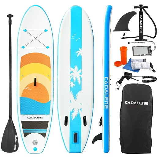 Inflatable Stand Up Paddle Board with SUP Accessories, Inflatable Paddle Board for Adults & Youth of All Skill Levels, Adjustable Paddle, Hand Pump, Leash, Nonslip Deck, Repair Kit