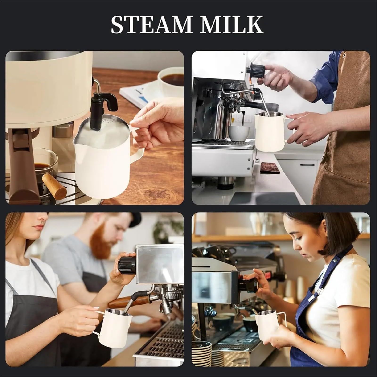 2 pz 350/600 ml In Acciaio Inox Schiuma di Latte Brocca Latte Art Tazza Lungo Arrotondato Beccuccio Montalatte Brocca Cafe Uso Ufficio(Silver-350ML)