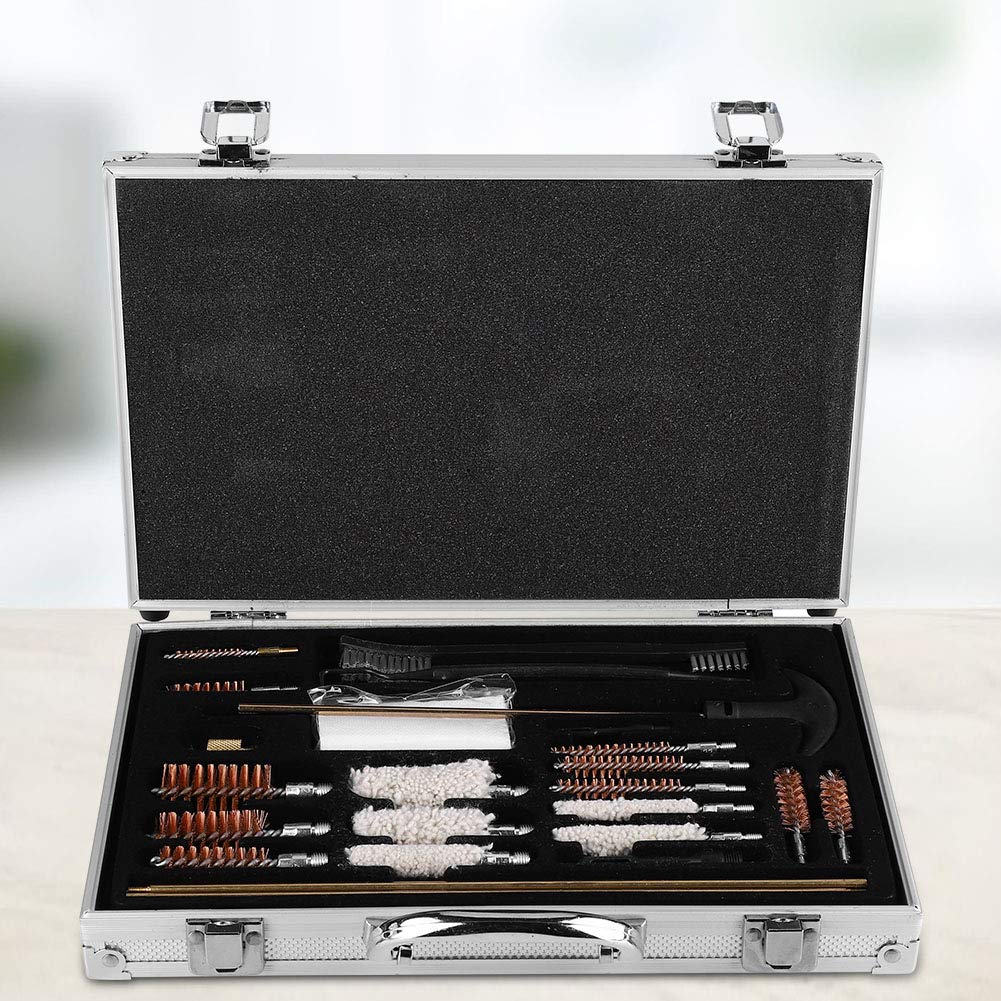 Changor Kit di Pulizia Universale, Strumenti di Pulizia in Lega di Alluminio Guscio Interno in Spugna Universale con Scatola in Alluminio per Arma da Fuoco per Fucile
