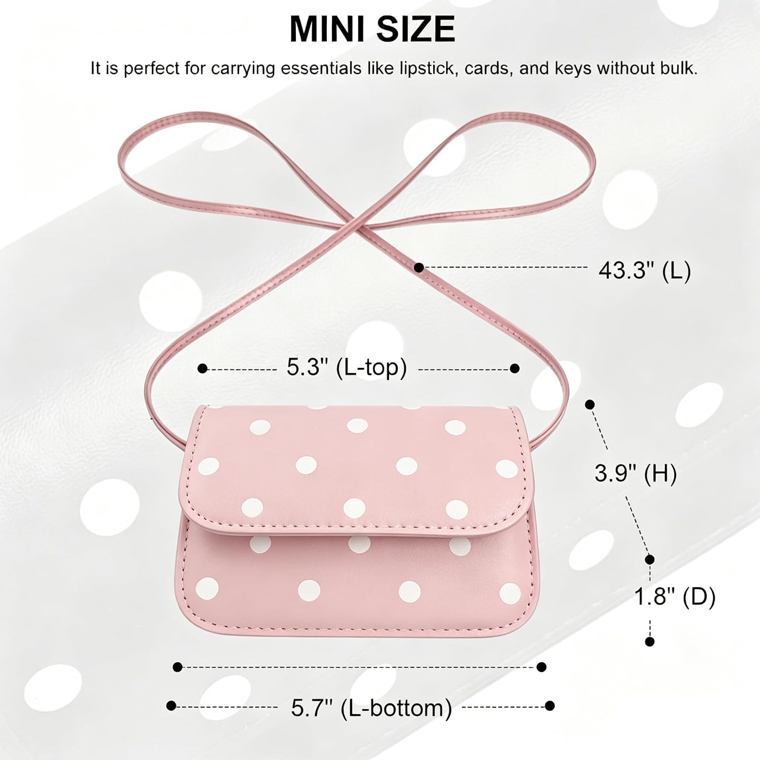Small Polka Dot Crossbody Bag for Little Girl, PU Leather Mini Shoulder Purse with Adjustable Strap, Magnetic Snap Closure