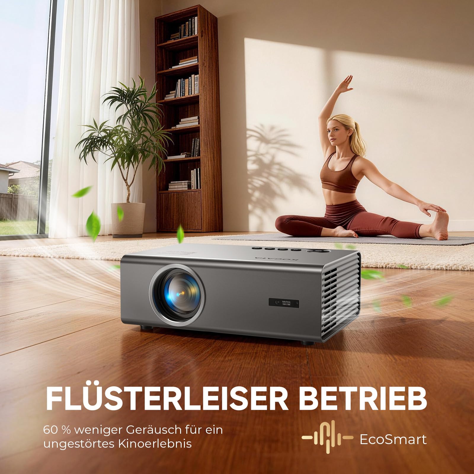 Proiettore intelligente 4K con VIDAA, compatibile con app Netflix, Dolby audio e HDR10+, KOGATA originale AirPlay, messa a fuoco automatica, 6D Keystone, WiFi 6 e Bluetooth, proiettore home cinema per