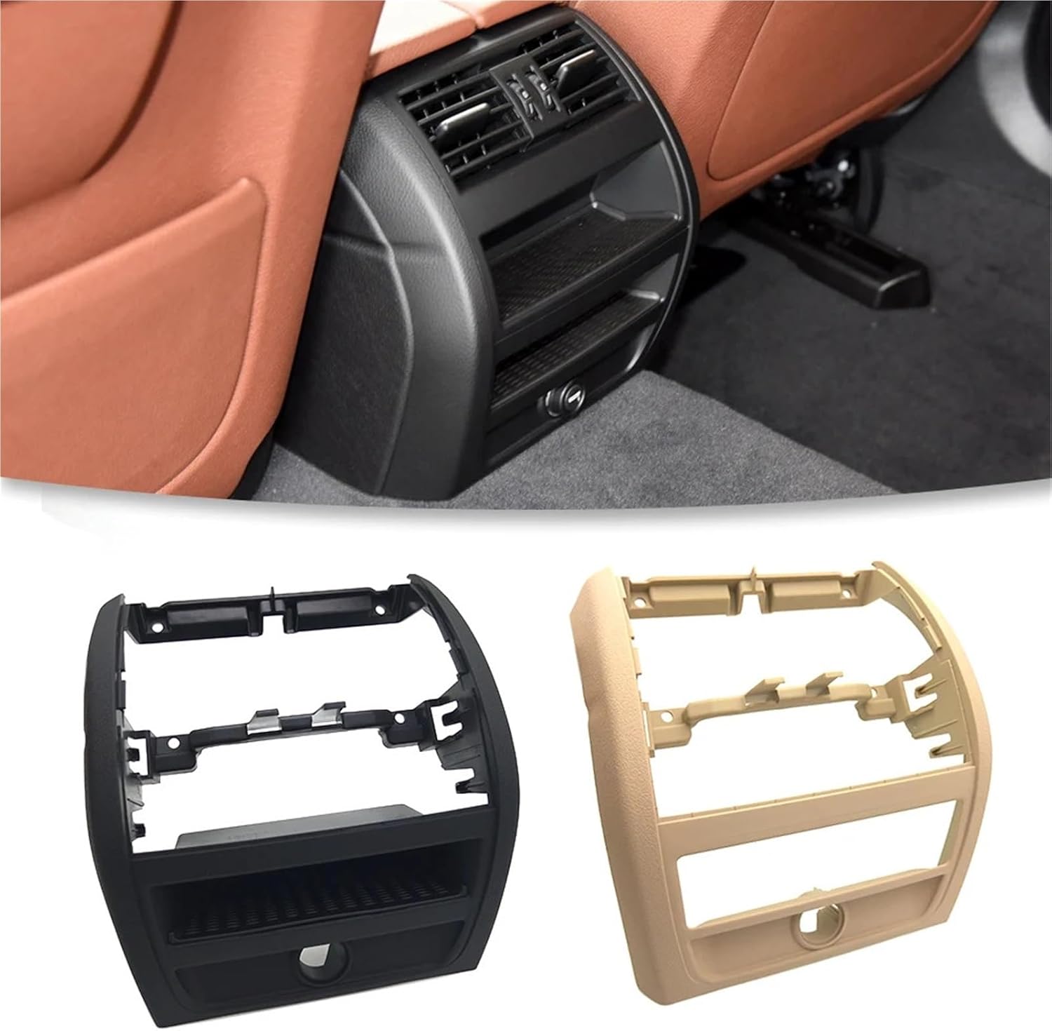 Compatible With BMW 5 Series F10 F11 F18 520i 523i 525i 528i 530i 535i Rear Air Conditioner AC Vent Grille Outer Frame Surrounding(Model B Black)