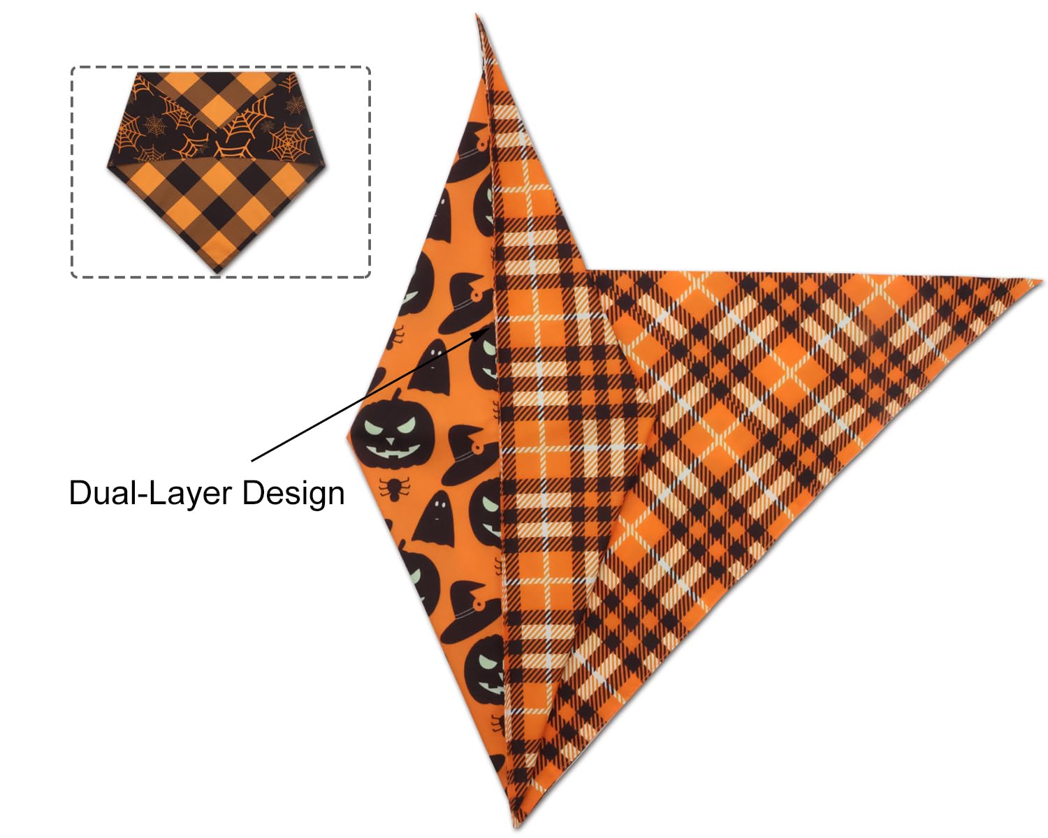 CozyHaus Halloween-Hundehalstuch Set – 2 Stück, Wendbar Mit Kürbis & Spinnennetz-Muster, Für Mittelgroße Bis Große Hunde