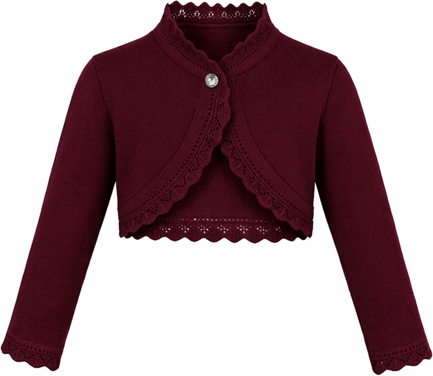 Lilax Little Girls' Knit Long Sleeve Button Closure Bolero Cardigan Shrug