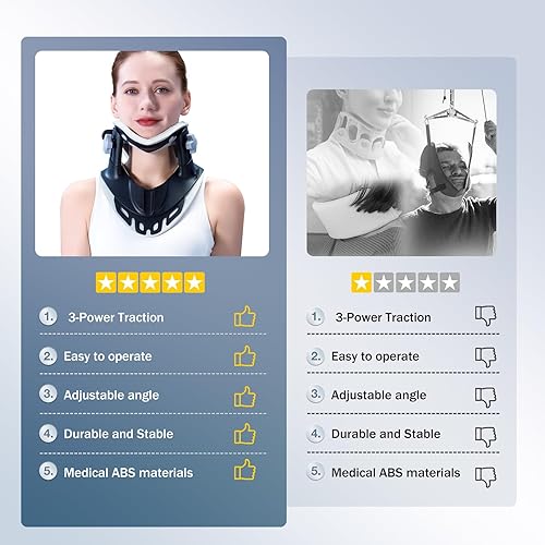 Miniatura 3 de Estirador de cuello de tracción cervical, dispositivo de tracción de cuello ajustable, alivio del dolor de cuello y hombros, soporte para el cuello