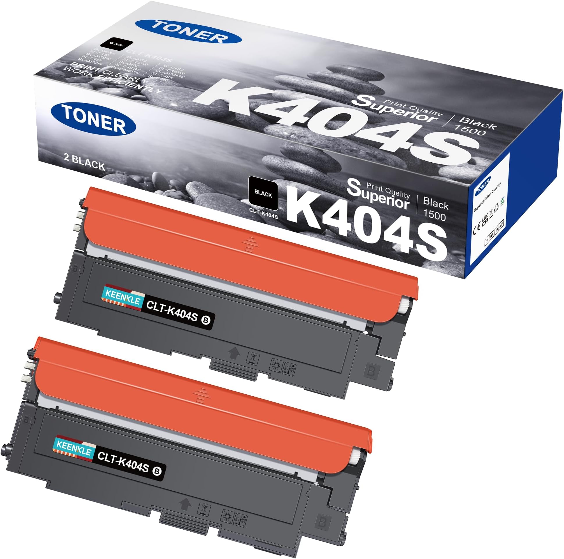 KEENKLE CLT-P404C K404S Toner Compatible with Toner Samsung C480W CLT-404S CLT-K404S CLT-C404S CLT-Y404S CLT-M404S 404S for Xpress SL C480W C480FW C430W C430 C480 C480 C4800 FN FN C48X (Black, 2 Pack)