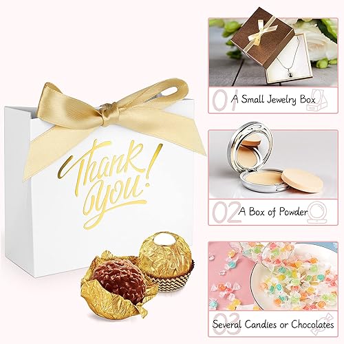 Miniatura 3 de DOYIDE Paquete de 60 bolsas de regalo de agradecimiento, bolsas de recuerdo de fiesta con cinta de lazo, pequeñas bolsas de regalo de papel con