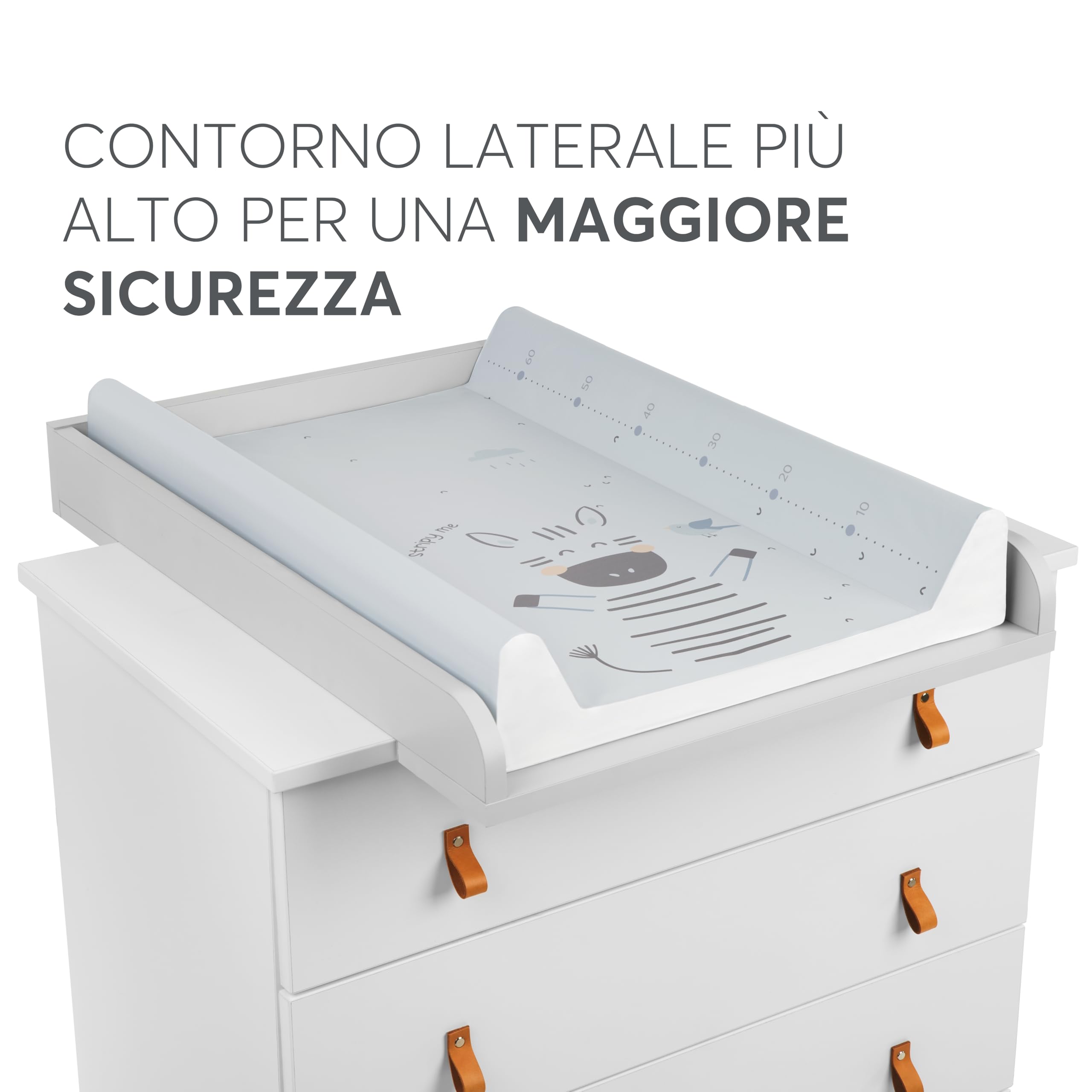 KikkaBoo Fasciatoio Portatile Neonato 80x50 cm STRIPY FRIENDS, Materassino Fasciatoio Impermeabile e Morbido in PVC, Blu