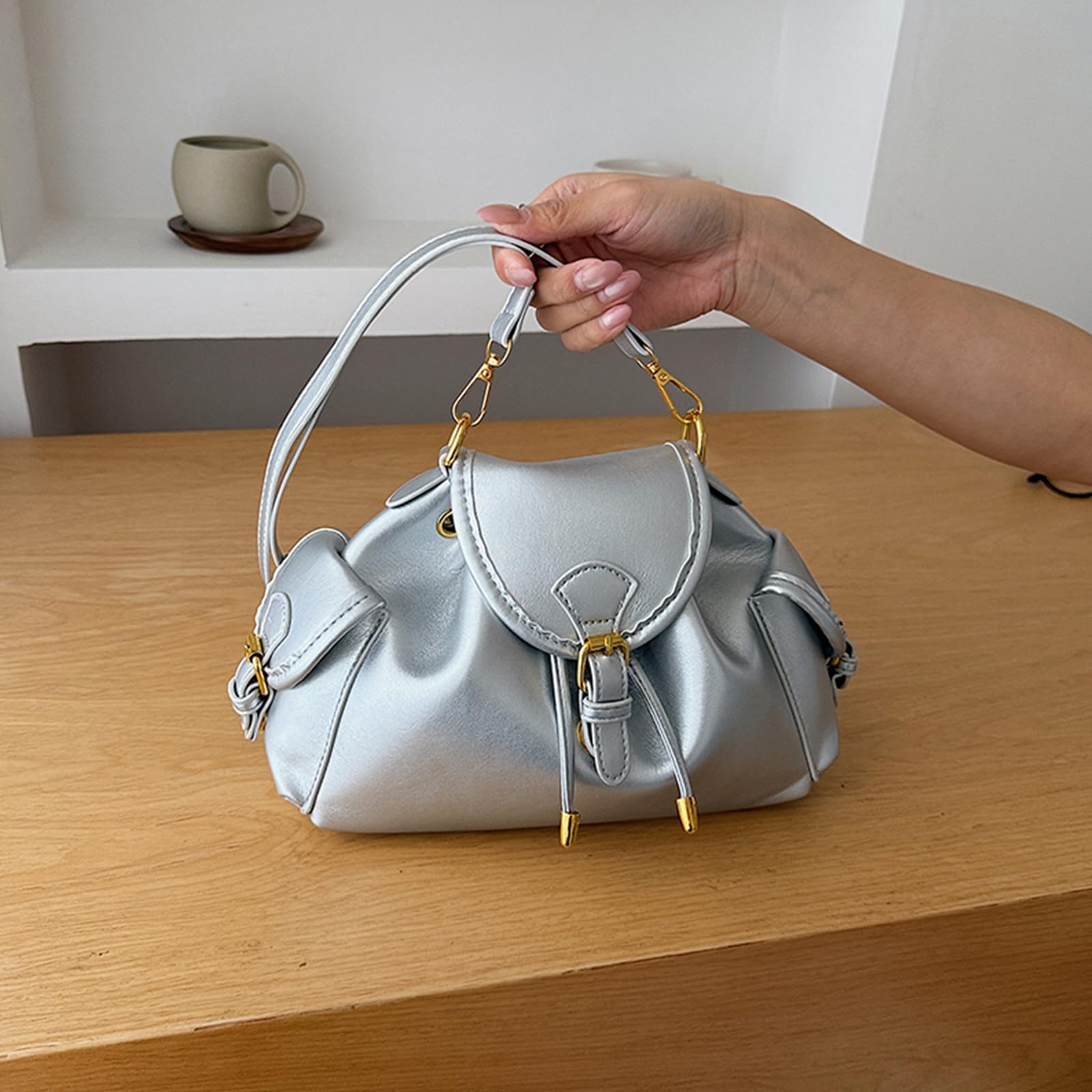 Bolso tipo cubo de PU para mujer y niña, elegante, de gran capacidad, estilo Y2K, cruzado para trabajo y ocio