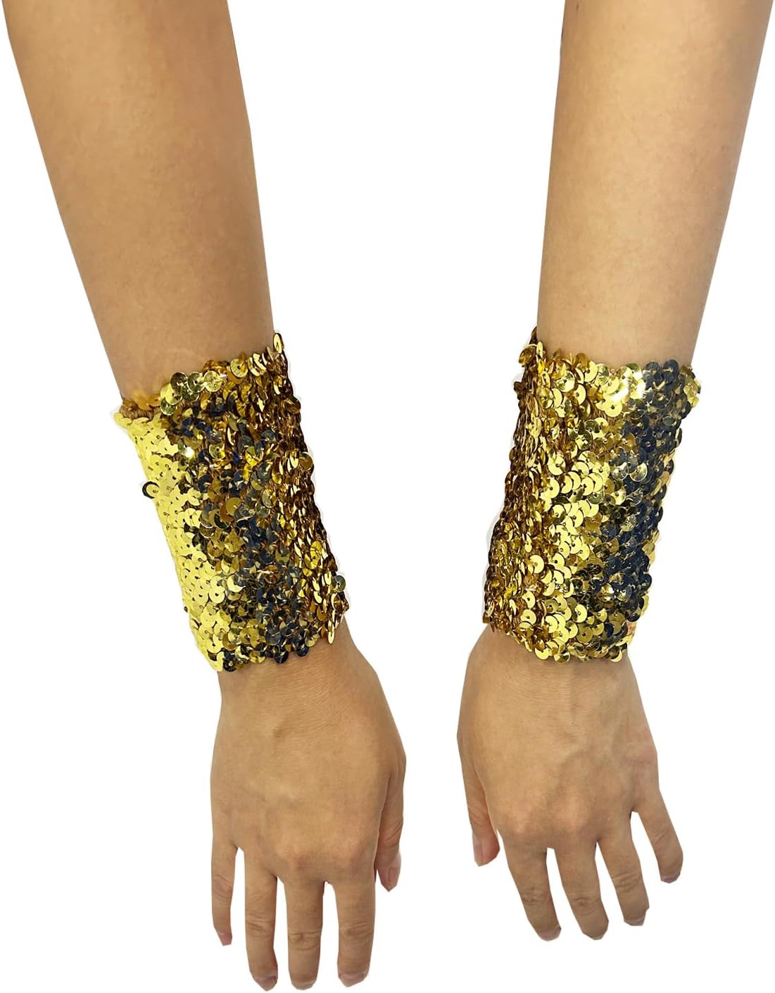 DRHOM Women Sequin Stretchy Arm Cuffs Oversleeves Stretchy Arm Sleeves Fingerless Gloves Dance Performance Party Costume