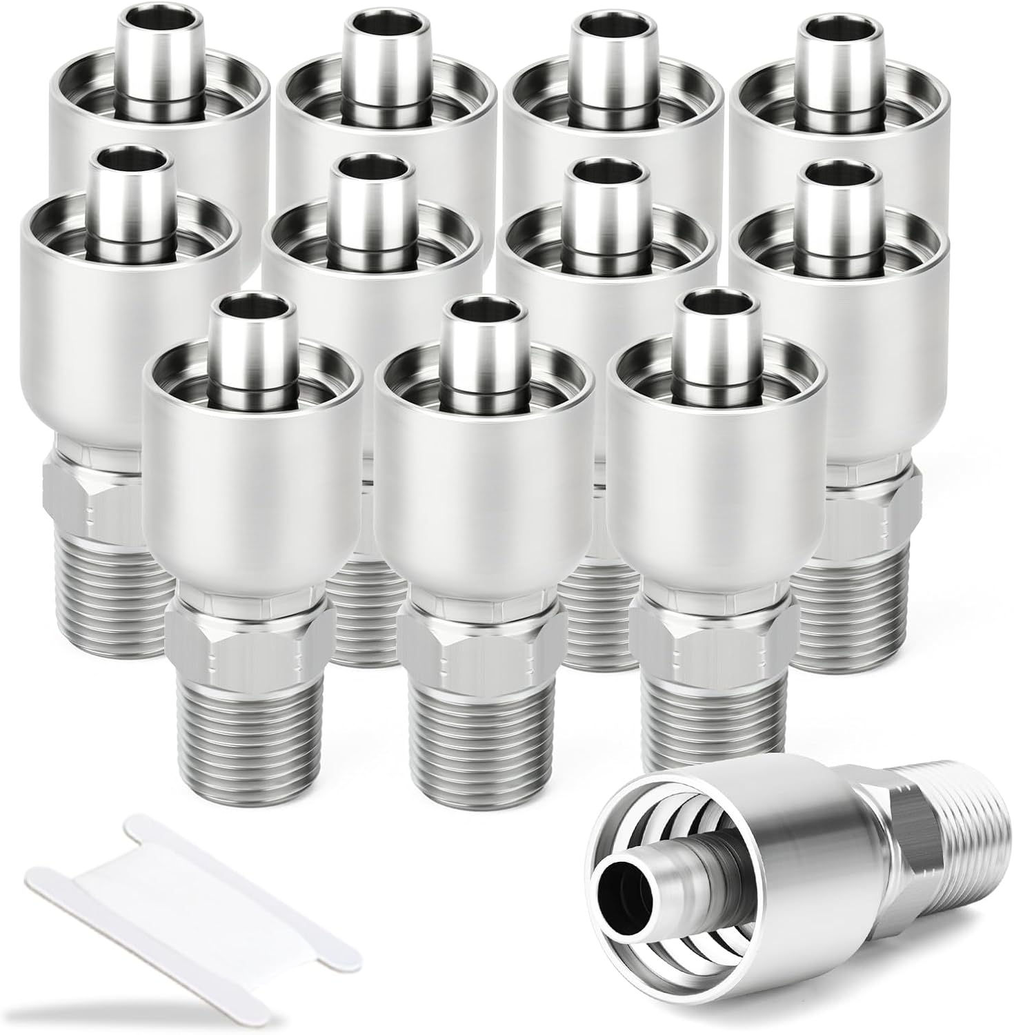 TAISHER 6PCS Carbon Steel Hydraulic Hose Fitting, 3/8" Hose x 3/8" NPT Male