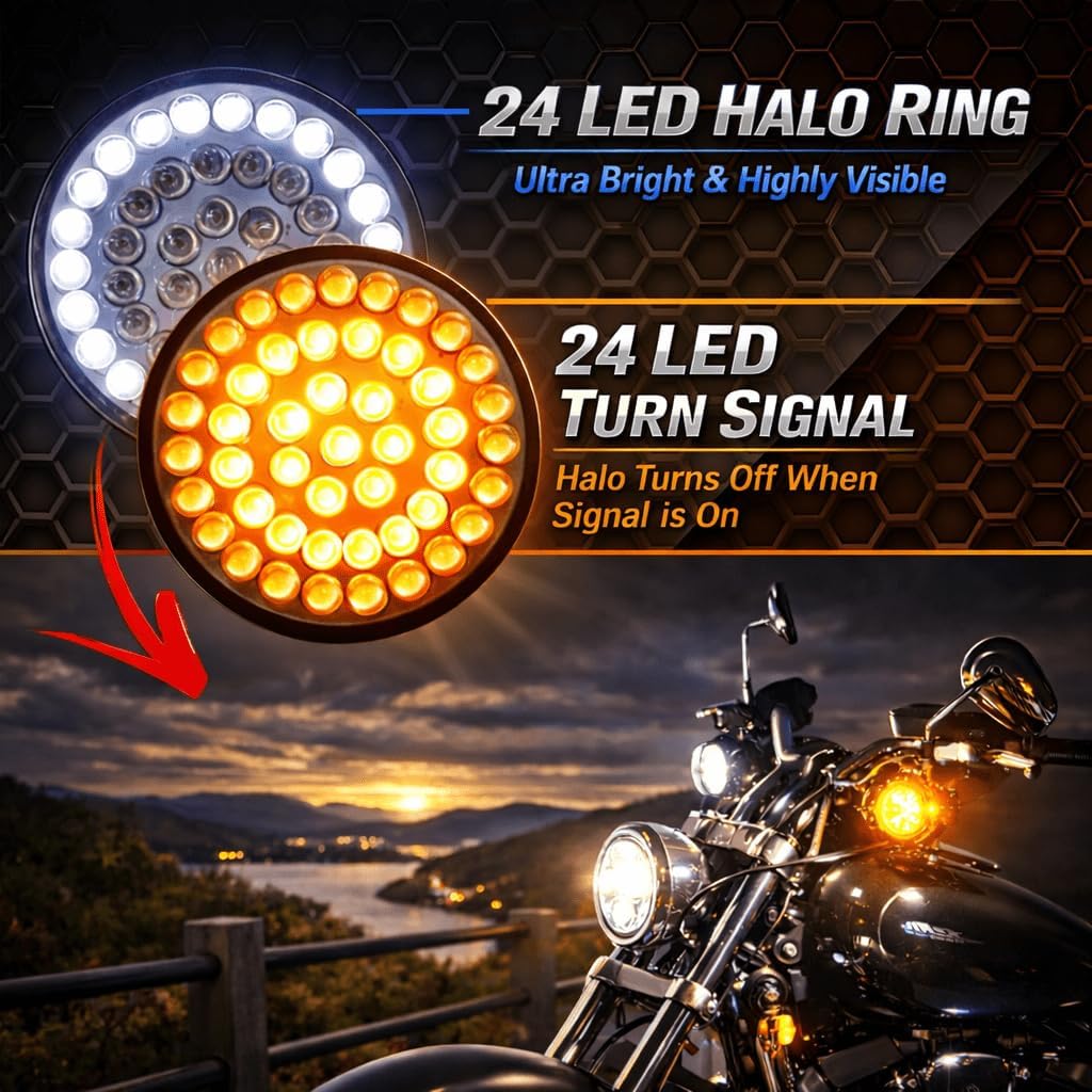 Eagle Lights 8748TS 2" Front LED Turn Signals with White Halo Running Lights - Generation I / 1157 Base image 4