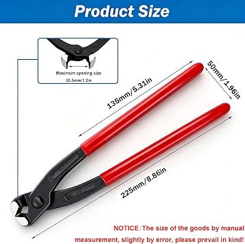 Ear Clamp Pliers 9 Inch Hose Clamp Crimping Tool Carbon Steel Pinch Clamp Pliers Install Remove Clamp Nail Puller Tool for repairing pipes, fuel lines