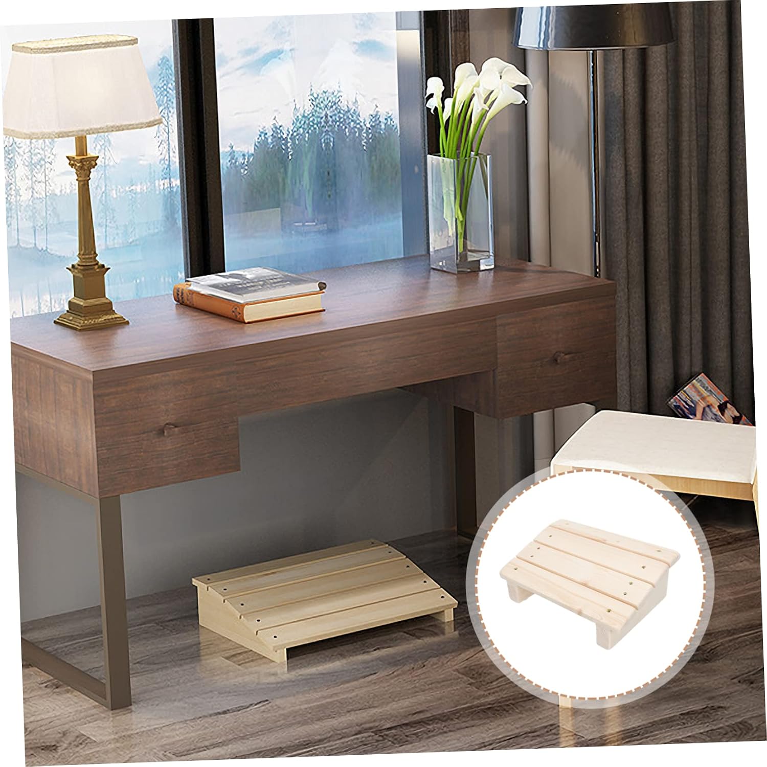 Solid Wood Footrest Comfortable Foot Stand for Desk Office Foot Stool Under Desk Ergonomic