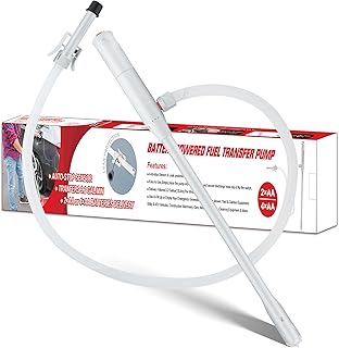 Battery Powered Stick Fuel Transfer Pump, 3.2 GPM, 51 Inch Transfer Length, Self-Hooking, For Transferring Gasoline, Kerosene, Diesel, and Non-Potable Water, Battery Powered Sump Pumps